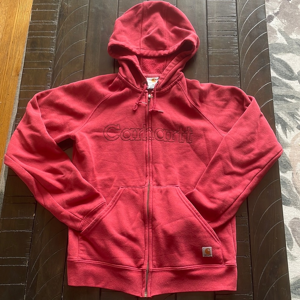 Rust Coloured Ladies Carhartt Zip-Up Hoodie, Size XS